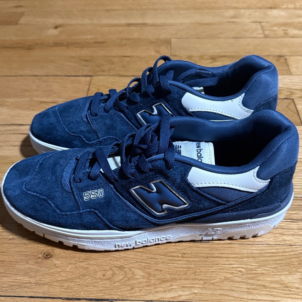 New Balance Navy and White 550 Sneakers